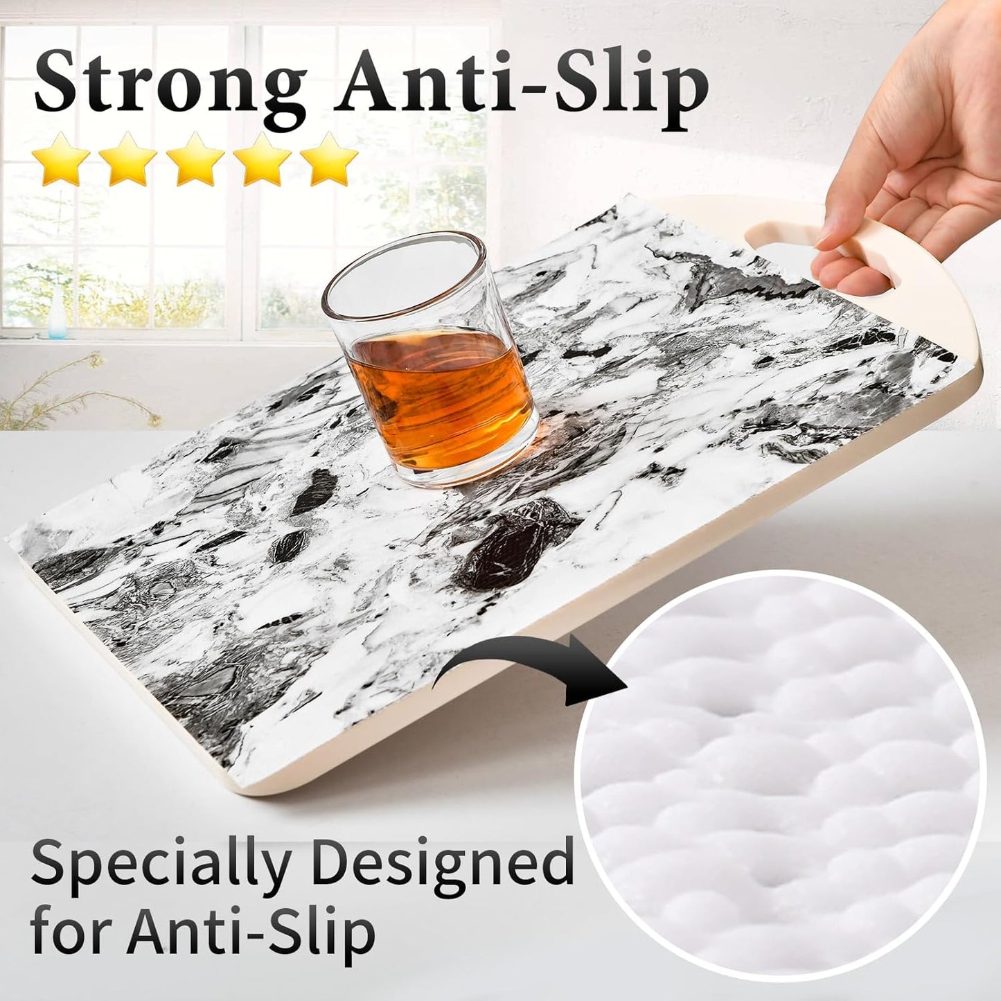 Drawer and Shelf Liner for Kitchen Cabinet: 12 in X 30 Ft Non Slip Waterproof Shelf Paper Non Adhesive Refrigerator Liners Grey and White Marble Easy Liners for Bathroom with Knife Tape Measure
