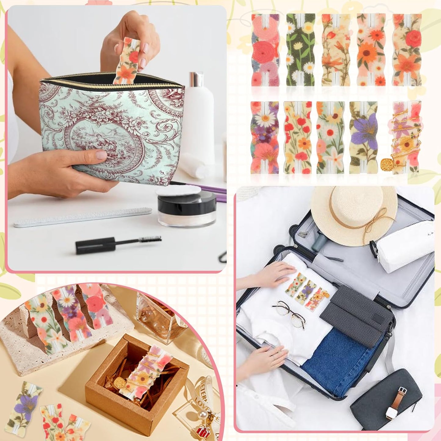 10pcs Tangle-Free Jewelry Organizer, Universal Necklace Display Card Holder, Portable Reusable Necklaces Containers Travel Organizer (Flower)