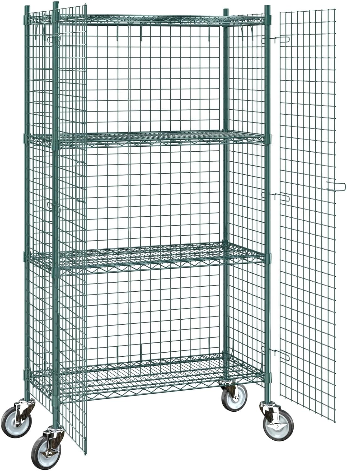 18"x36"x70" Metal Wire Green Security Heavy Duty Commercial NSF Certified Storage Unit | Mobile Wire Security Cage Kit