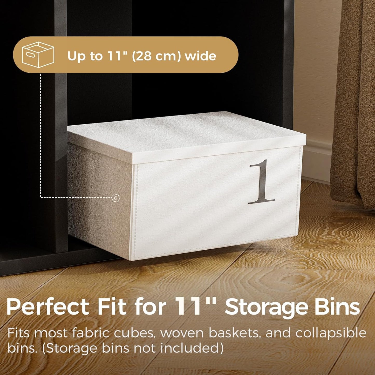 COMHOMA 8 Wood Cube Storage Organizer with Open Back and Removable Back Panels, 11In Black Cube Storage Bookshelf, Cubicle Shelf Bookcase for Home Office Bedroom Living Room, Vertical or Horizontal