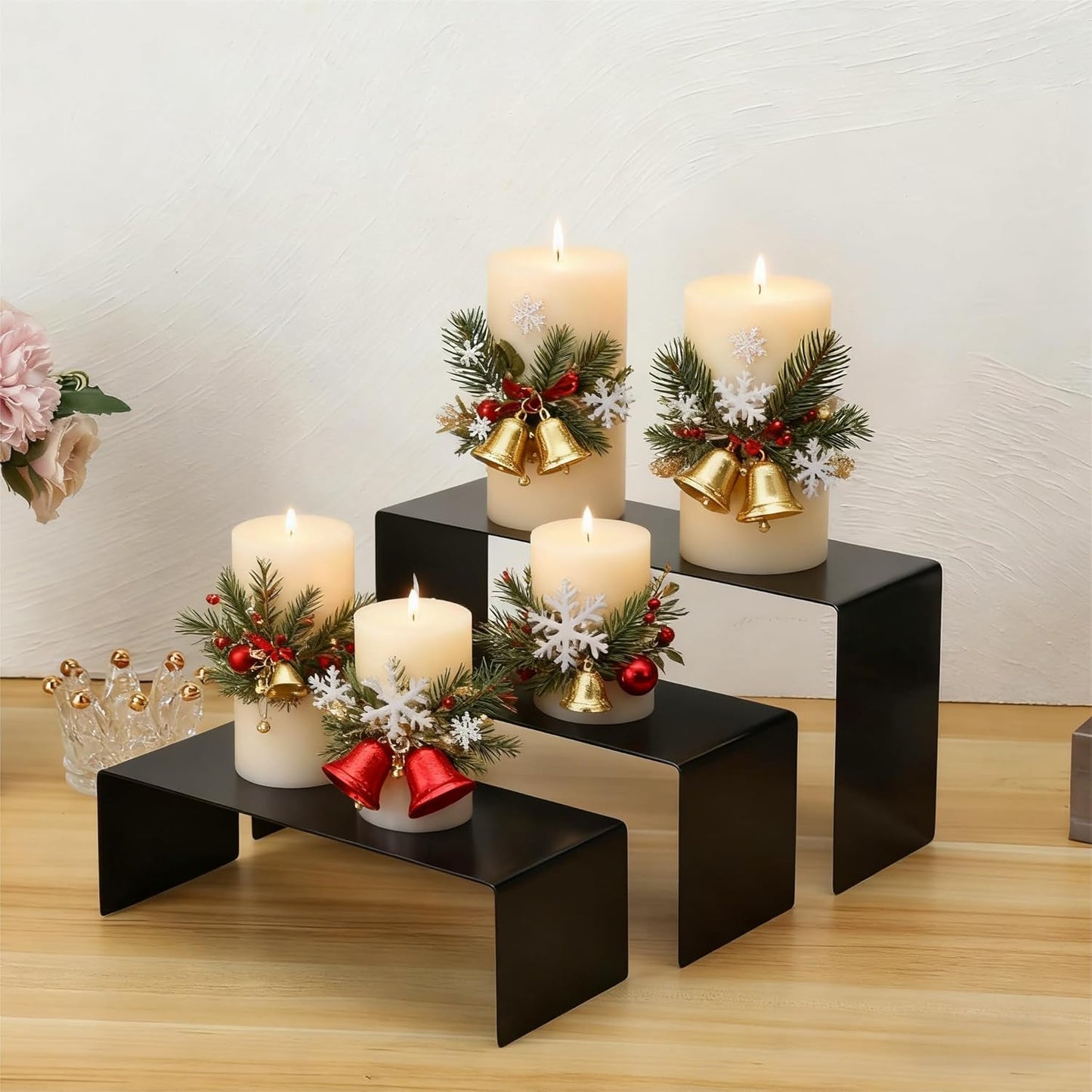 Purse Display Stand Handbag Display Stand Black Stainless Steel Display Risers Showcase Stand Product Stand Set (RCS 50% Recycled Post-consumer Metal)