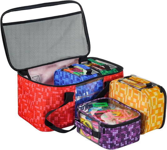 5-Pack Magnetic Tiles Storage Bags Set,Toy Organizer Case,Multifunction Portable Travel Magnetic Tile bag with Visible Top for Building Blocks,Toy Bricks,Puzzles,Board Game