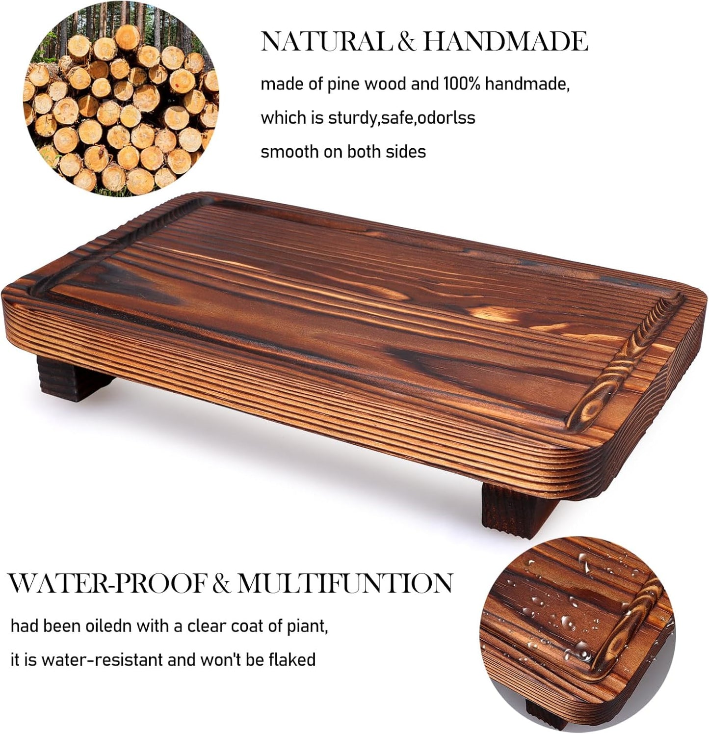 Farmhouse Bathroom Counter Organizer Wood Risers Display Pedestal Stand Small Kitchen Countertop Trays Decorative Wooden Dish Soap Dispenser Holder for Bathroom Decor Sink Accessories Vanity Tray