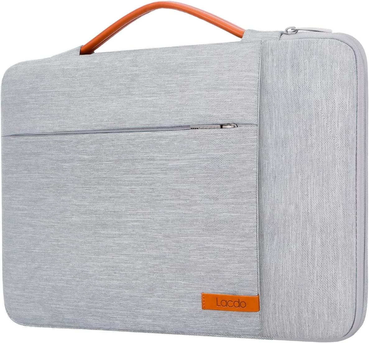 Lacdo 360° Protective Laptop Sleeve Case for 15 inch New MacBook Air M4 A3241 2025, M3 A3114, M2 A2941 2024-2023, 15 inch MacBook Pro A1990 A1707, Dell XPS 15 Plus Computer Bag, Water-Resistant, Gray