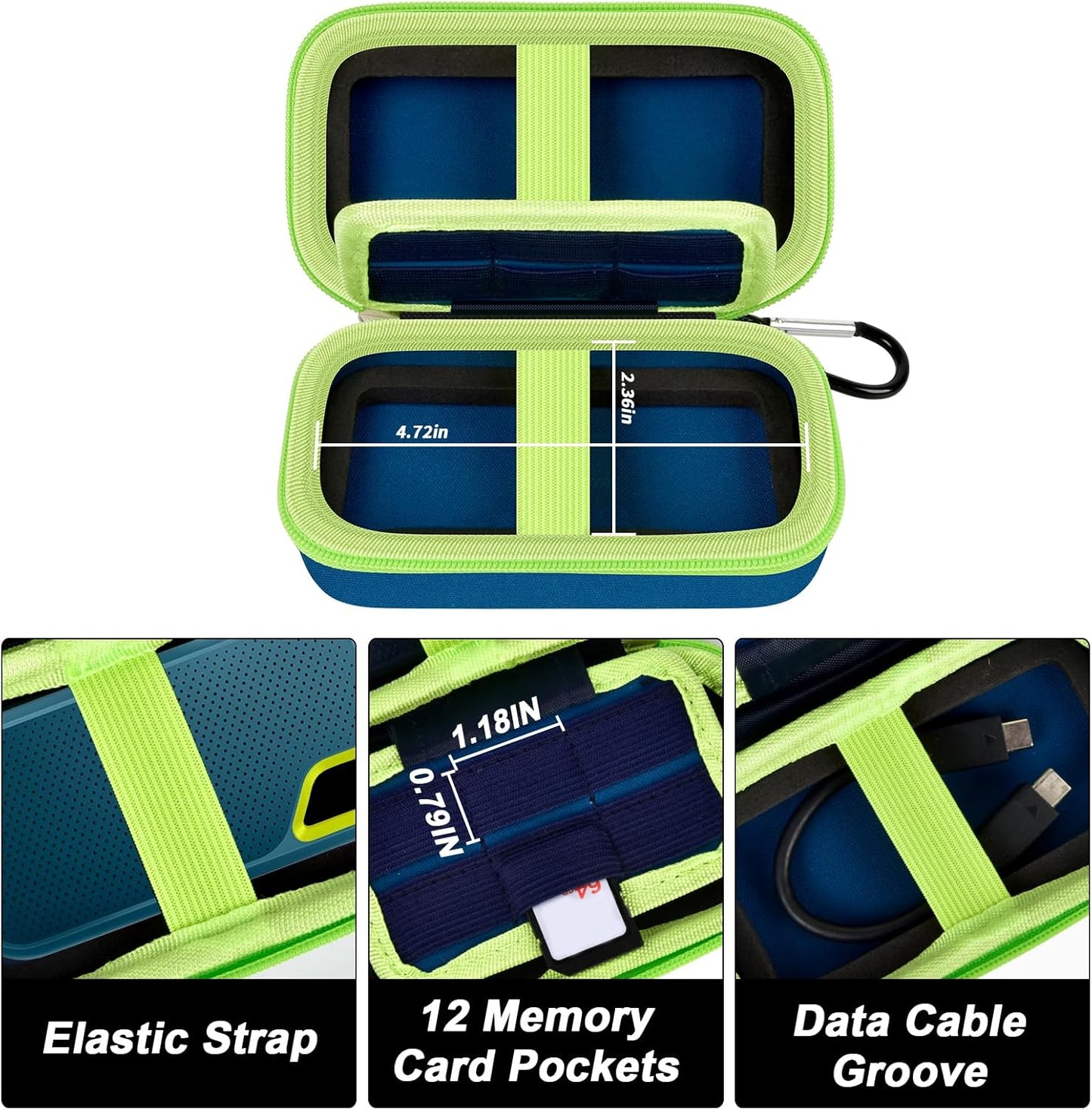 Case Compatible with SanDisk Extreme Pro/for SanDisk Portable SSD 1TB 2TB 4TB 500GB/ for Crucial X9 X10 Pro External Solid State Drive, Travel Storage Bag for 2 SSD and SD Card - Monterey (Box Only)