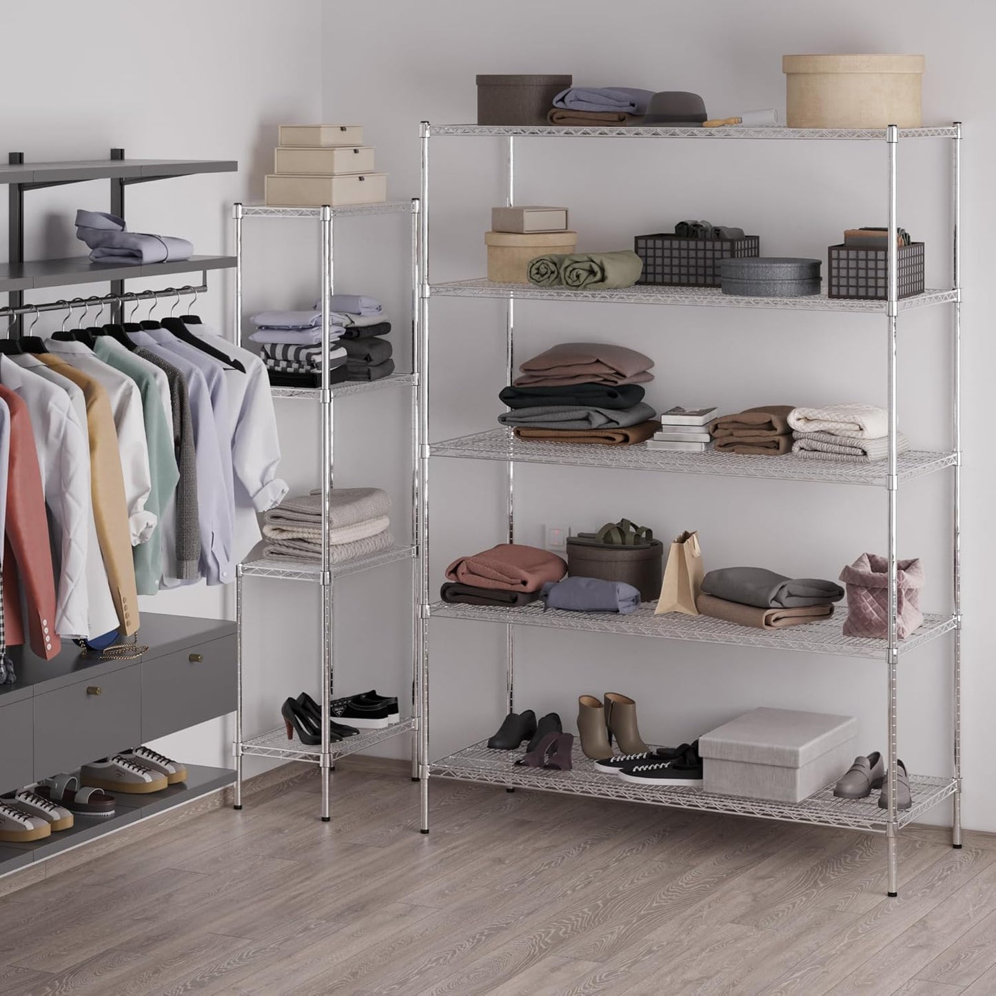 24" Deep x 60" Wide x 86" Height Wire Shelving Kit | 5-Tier | NSF Commercial Storage Rack Unit
