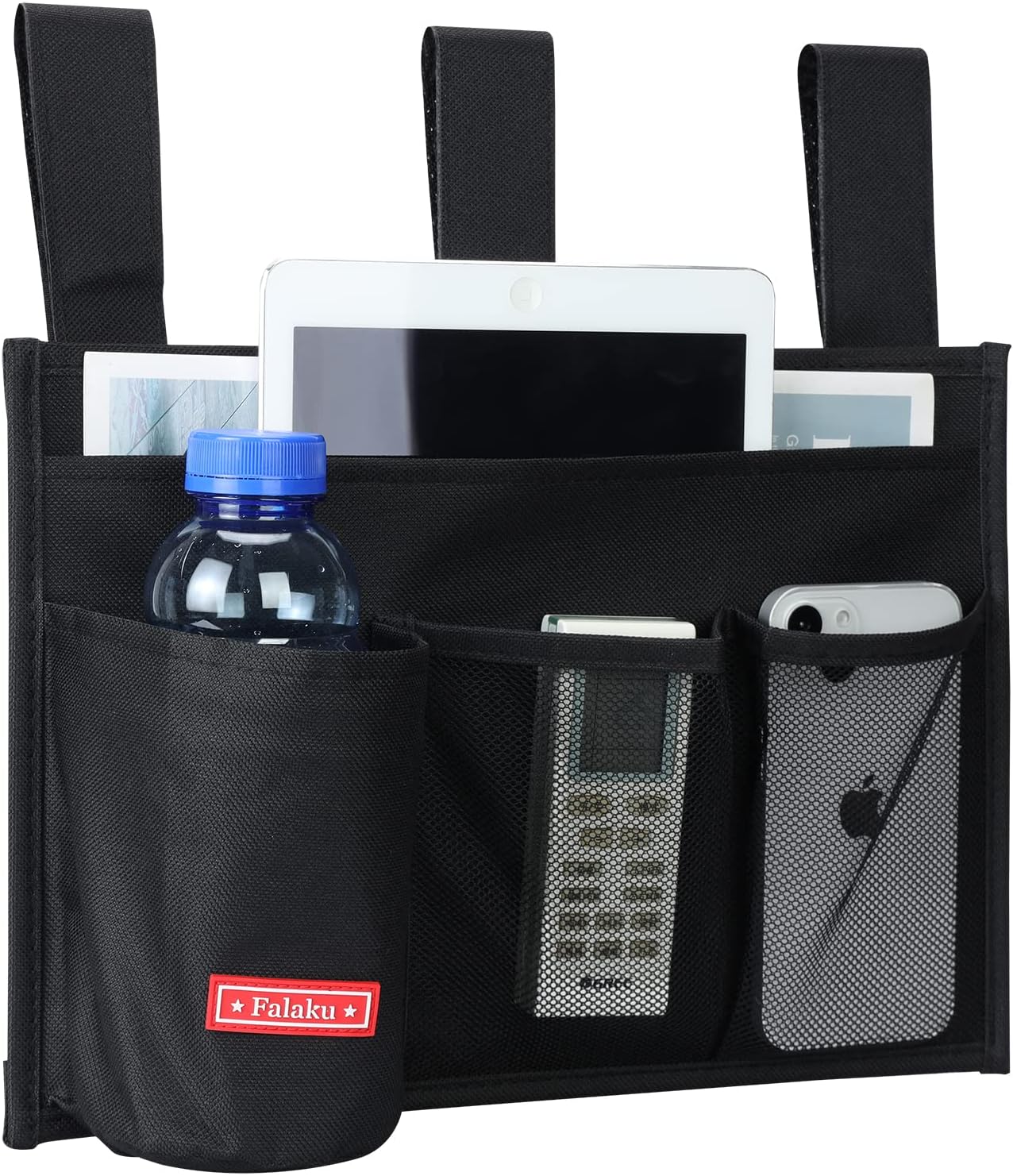 Hanging Bedside Caddy,Bedside Organizer Caddy for Bed Rails(Classic 4 Pockets-Black)