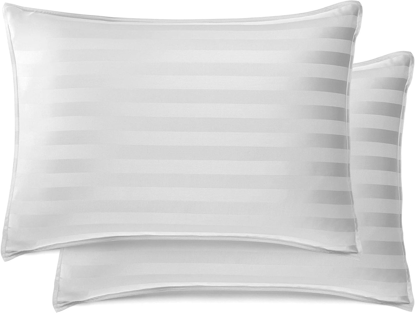 King Pillowcases by Pure Bamboo, Genuine 100% Organic Viscose Derived from Bamboo, Luxuriously Soft & Cooling, Double Stitching, Envelope Closure (2 King Pillowcases, Jacquard White)