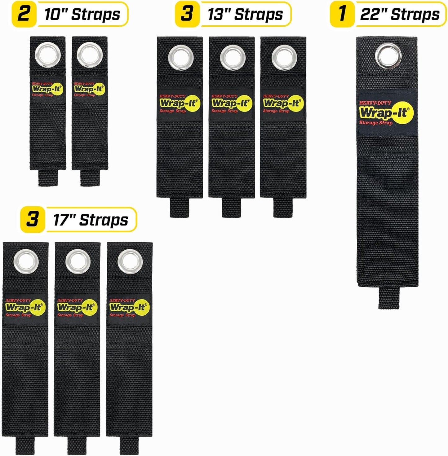 Heavy-Duty Wrap-It Storage Straps, Assorted 9 Pack - Hook and Loop Extension Cord Organizer Hanger, Cord Wrap Keeper, Cable Straps for Cords, Hoses, Rope, RV, Boat and Garage Storage and Organization
