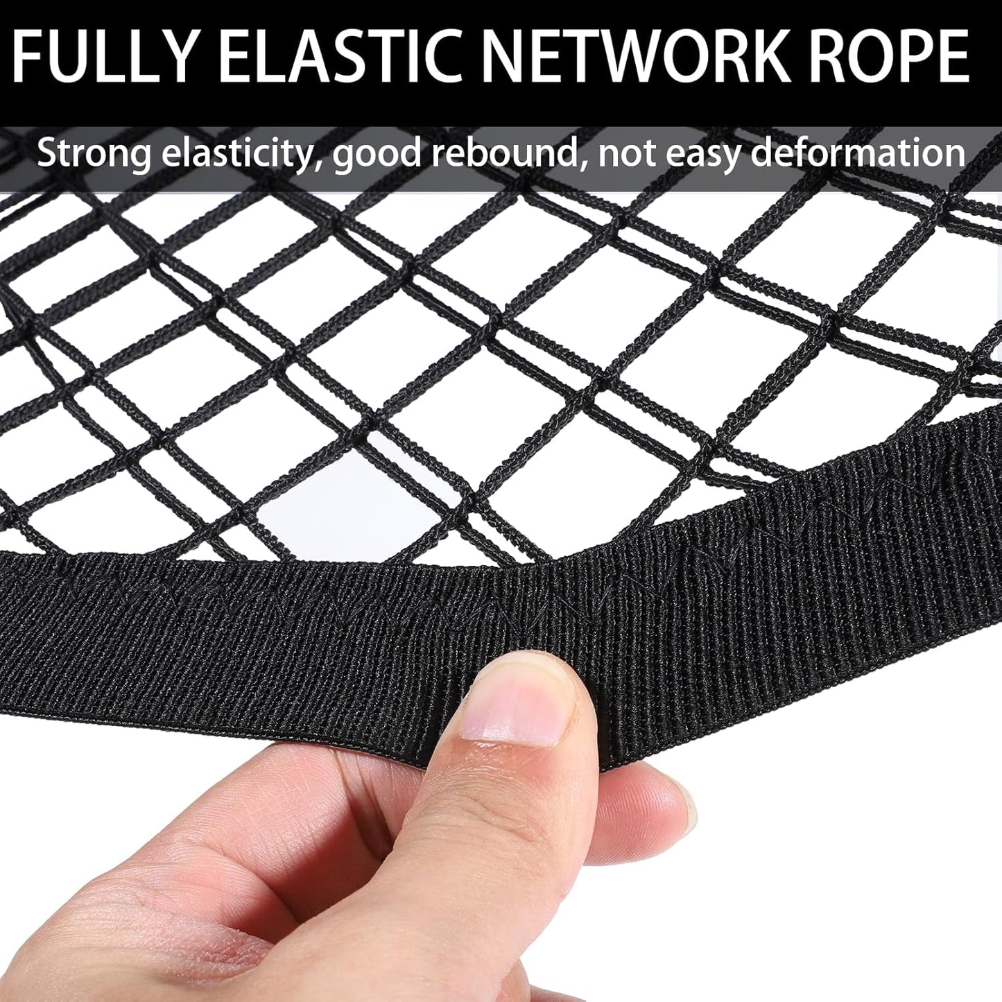 Easy Installed Motorcycle Helmet Storage, 10"X11" Upgrade Cargo Net, High Elastic Double Layer Bungee Net, Thicken Luggage Rack Expansion Organizer with 4 Metal Hooks for Motorbike Trike Cycle