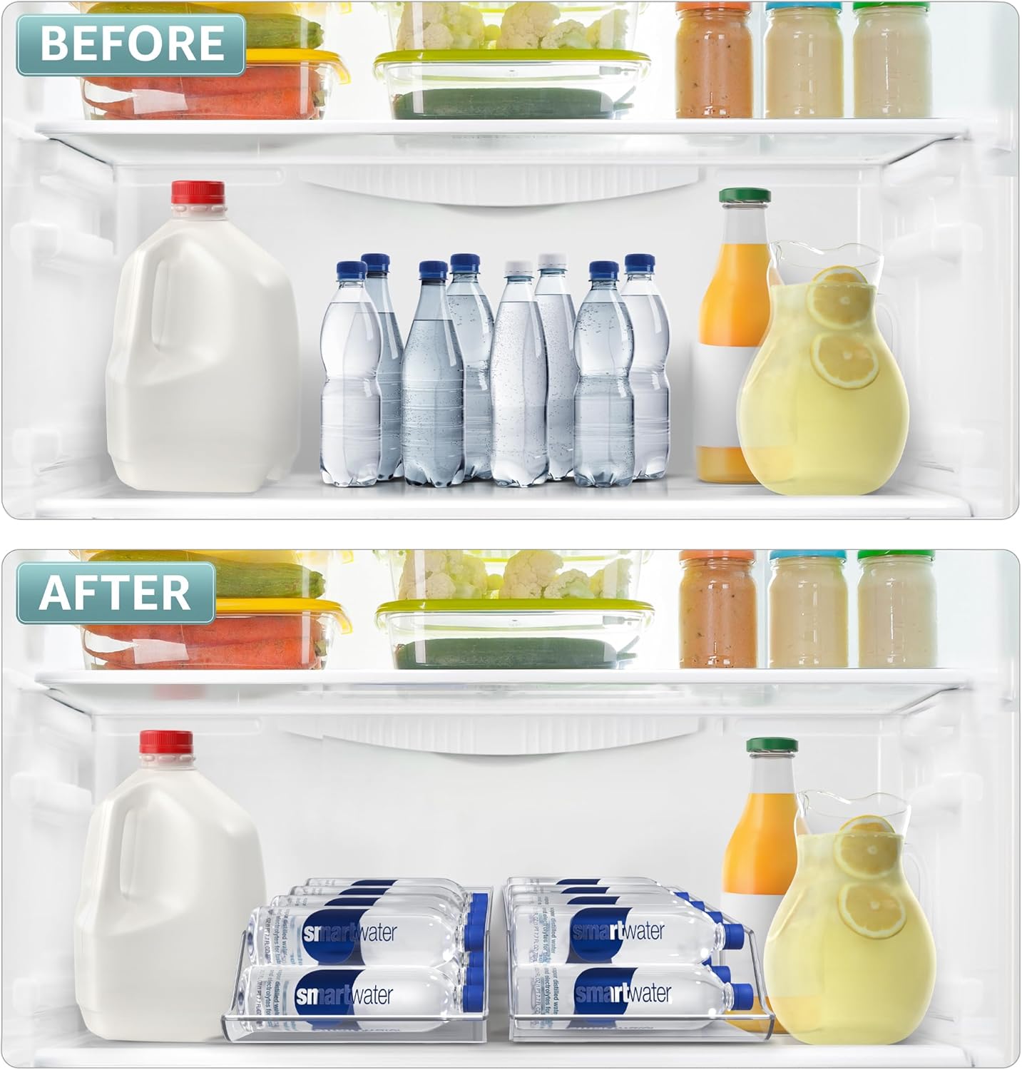 Sorbus 2-Pack Water Bottle & Can Organizer – Drink Holder for Refrigerator, Pantry, Kitchen Storage & Organization