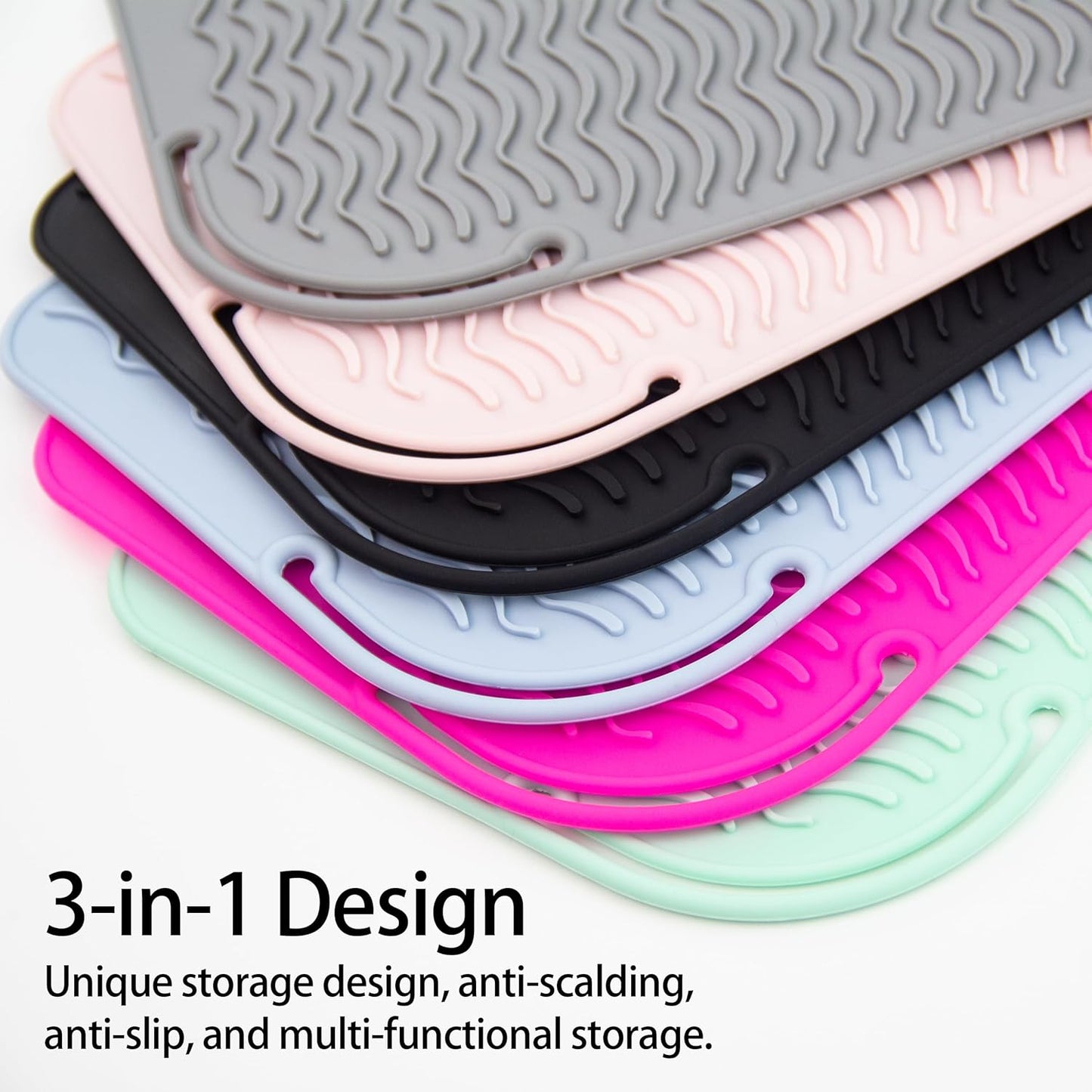 Heysam Professional Heat-Resistant Silicone Mat Flat Iron Hair Straightener Pad for Hair Styling Hot Tools, Curling Iron Travel Flat Iron Case Heat Resistant, Size 9.0 x 6.5 inches, Multiple Colors