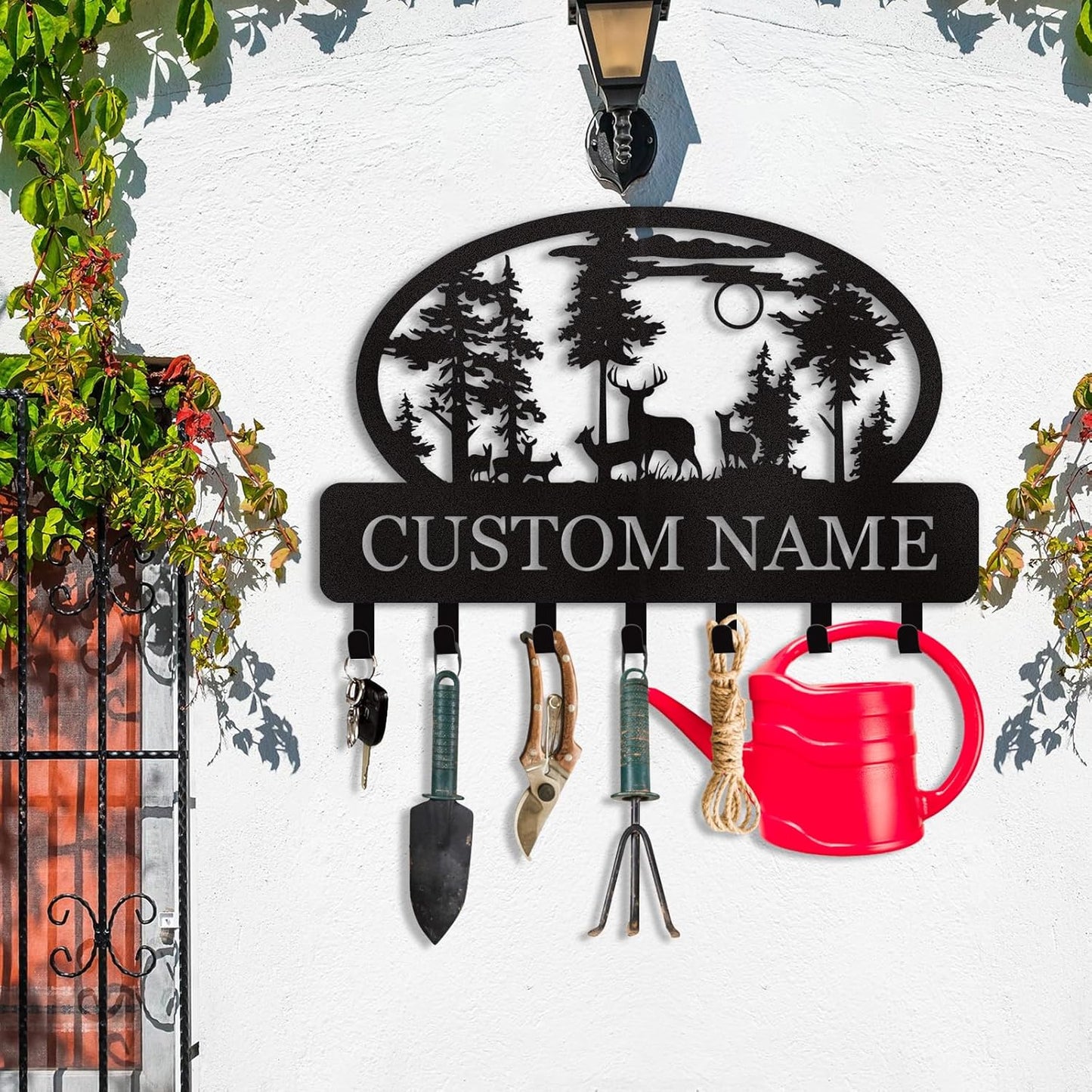 Personalized Key Holder for Wall, Custom Metal Deer Cabin Key Hooks with Name, Metal Key Holder Hooks Organizer Rack, Key Hanger Decor for Kitchen, Entryway, Hallway, Office, Doorway