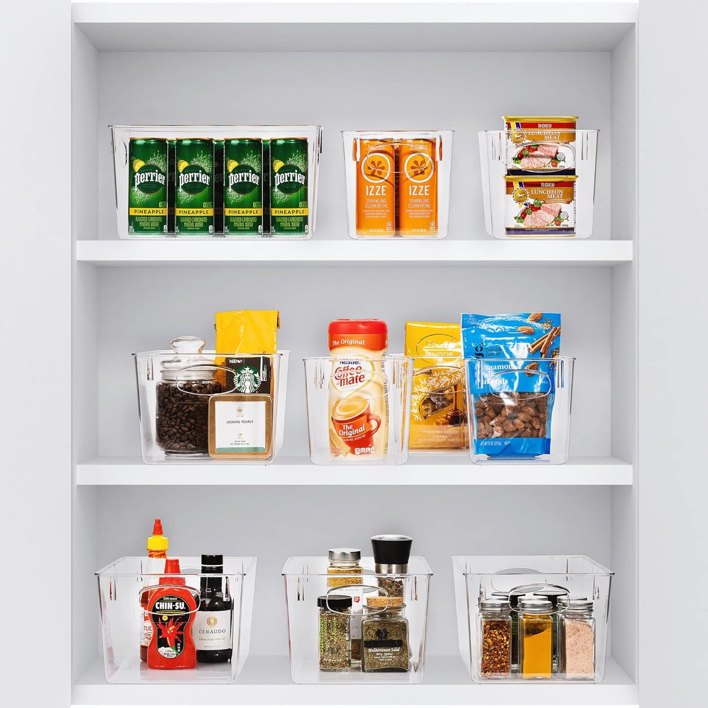 Sorbus Small Clear Plastic Storage Bins for Shelves, Clothes, with Handle - Clear Storage Bins, Drawer, Shelf, Closet, Pantry, Fridge, Freezer Organizer Bins, Closet Organizers and Storage (4 pack)