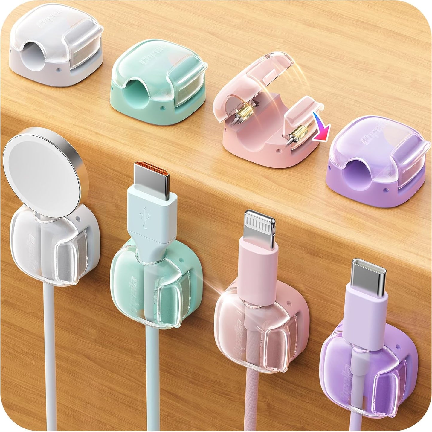 8 Pack Cord Holder, Cord Organizer Cable Clips Clasp, Adhesive Cute Cord Clips Phone Charger Wire Keeper Organizer for Home Office Desk Car Wall Desktop Nightstand, Stocking Stuffers Gifts for Women