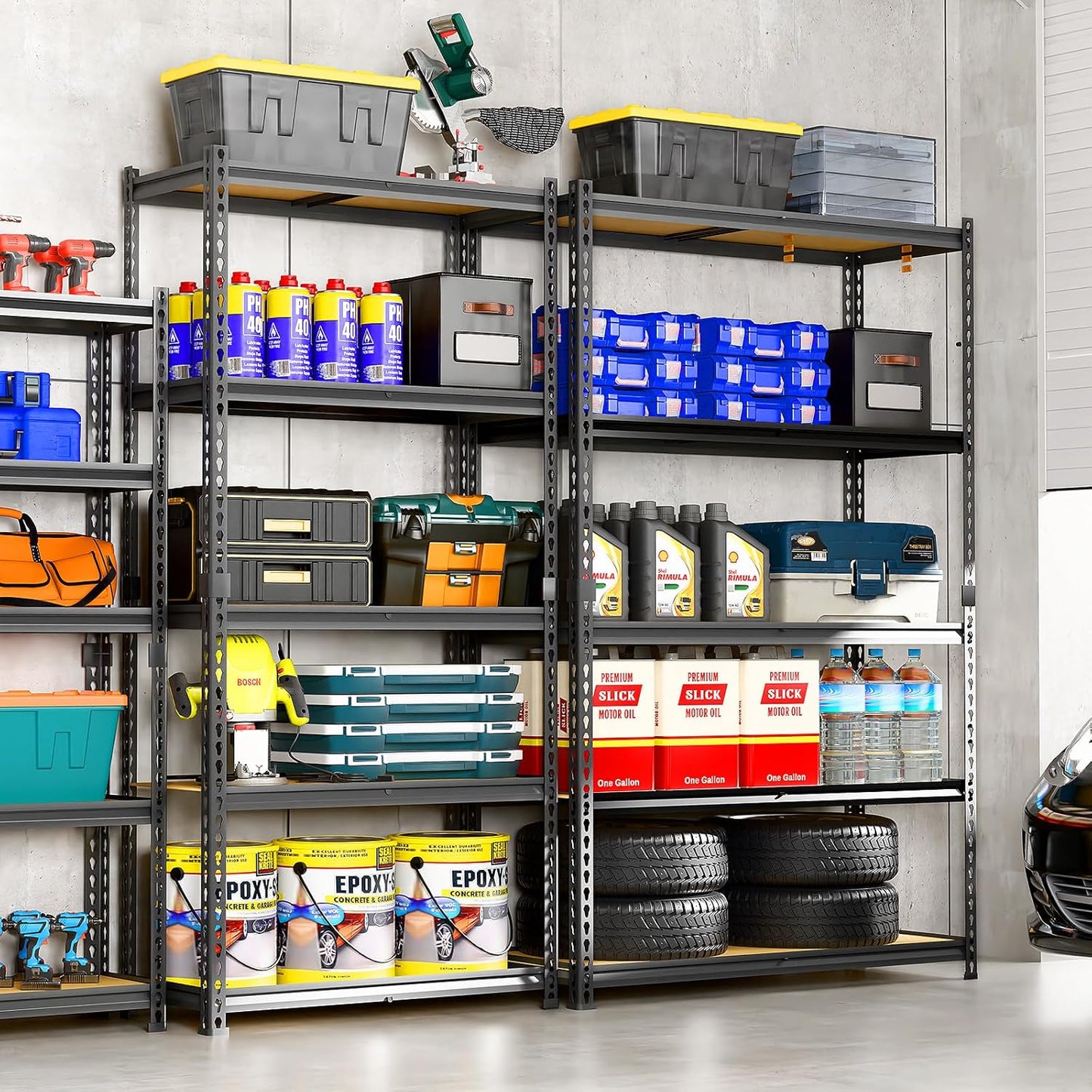 LEVELEVE 5-Tier Heavy Duty Storage Shelving Unit, 2020 lbs Capacity, Adjustable Metal Utility Shelf, 48" L x 18" W x 73" H for Garage, Kitchen, Pantry, Basement, Bathroom, Laundry,2 Pack