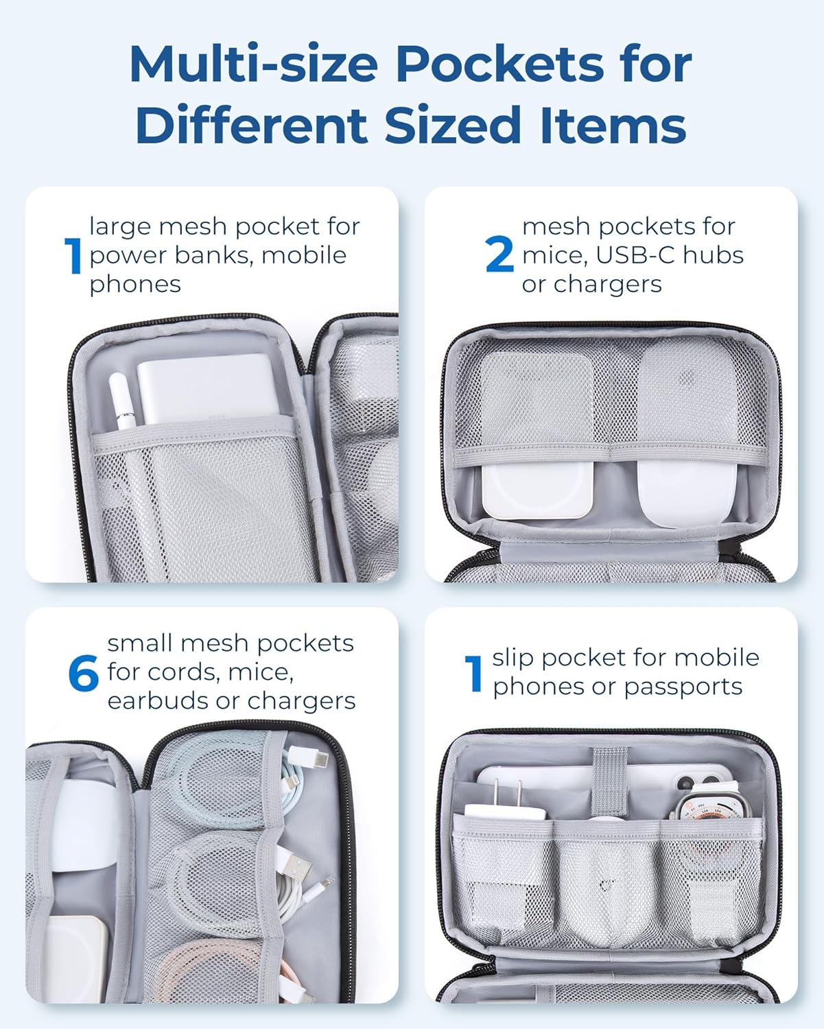 BAGSMART Electronics Organizer Travel Case, Cable Charger Cord Tech Organizer Pouch for Phone Charger Accessories, Teal