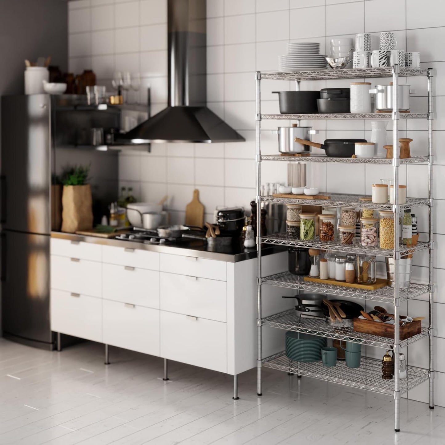 18" Deep x 36" Wide x 74" Height Wire Shelving Kit | 8-Tier | NSF Commercial Storage Rack Unit