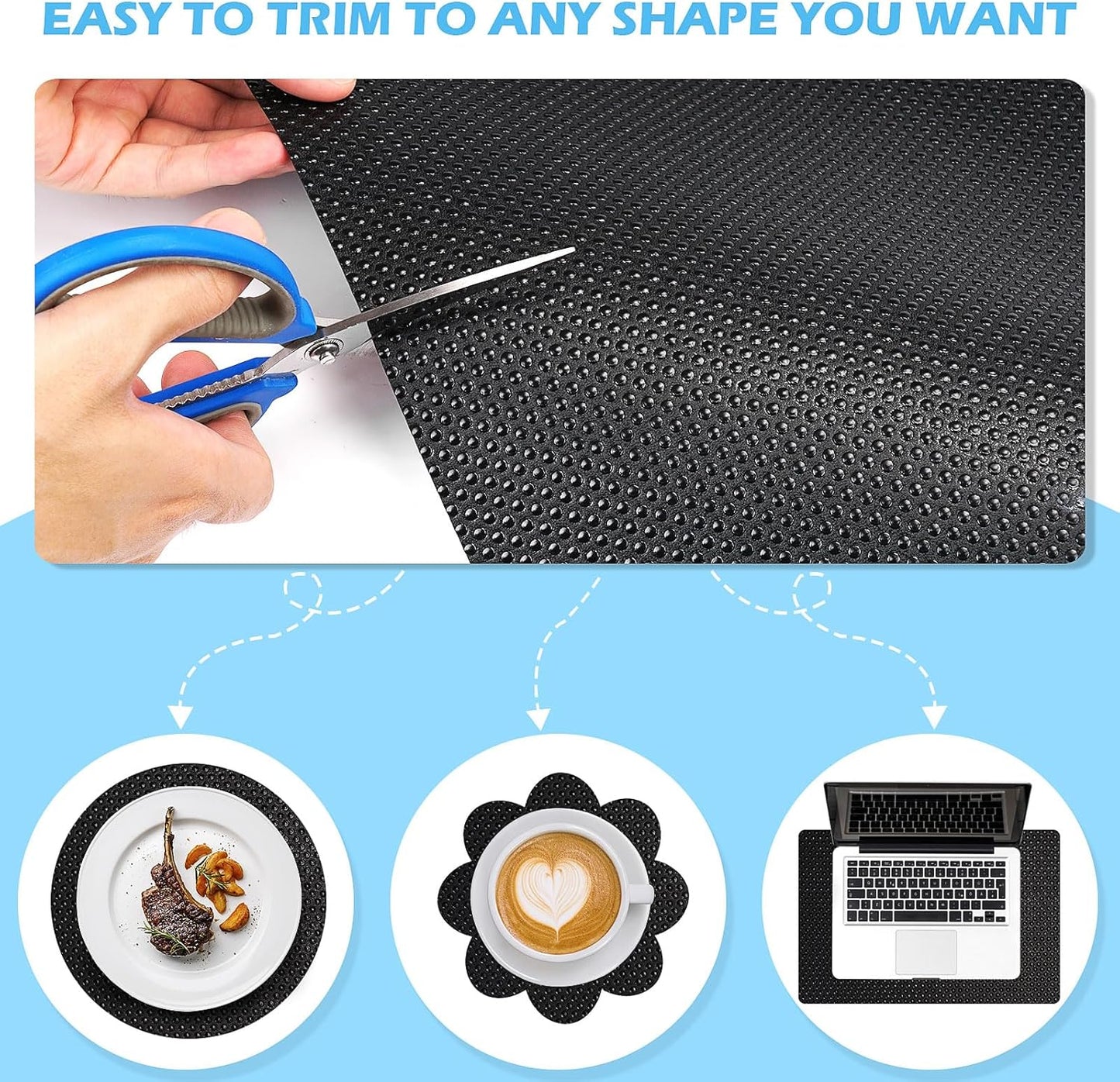 Drawer Liners, Waterproof Shelf Liner, Anti-Slip Non-Adhesive BPA Free Kitchen Cupboard Cabinet Liner Refridge Fridge Mats Sink Protector Strong Durable for Home (Black/11.8in x 20Ft)