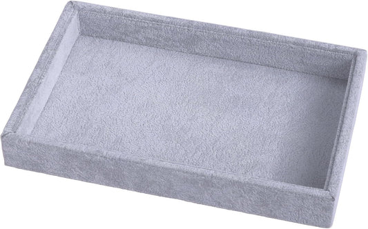 Mornajina 9" x 5.7" Velvet Jewelry Tray Jewelry Display Tray, Stackable Empty Plate Trays for Earrings Necklaces Bracelet Rings Display Showcase - Grey