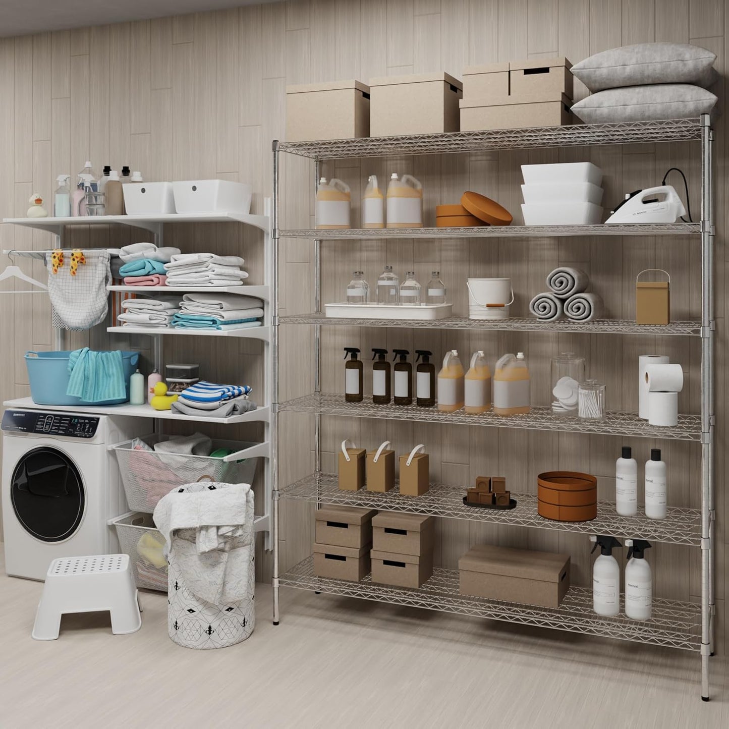 18" Deep x 72" Wide x 74" Height Wire Shelving Kit | 6-Tier | NSF Commercial Storage Rack Unit