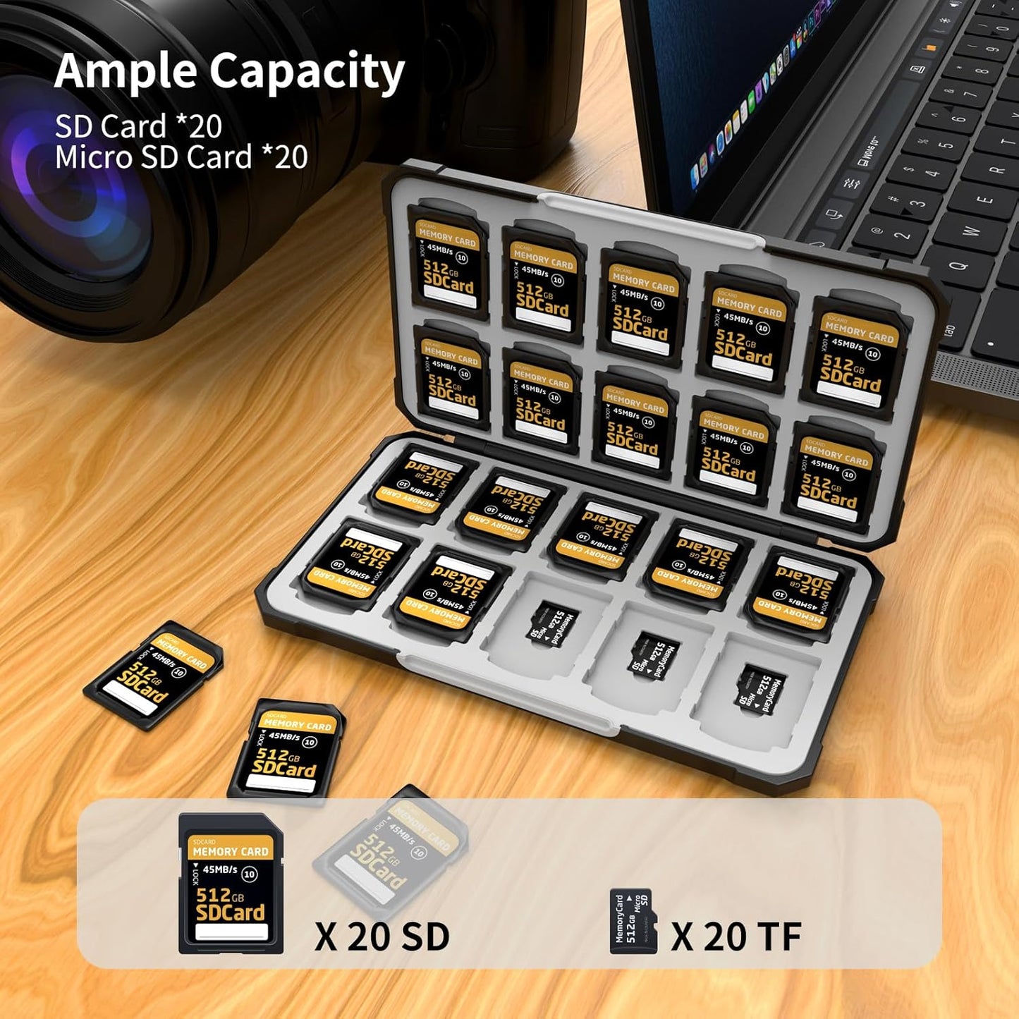Memory Card Case with 40 Slots for 20 Micro SD SDXC SDHC TF Cards and 20 SD SDXC SDHC Cards,Anyskill SD Card Holde Features a Portable and Compact Design for Easy to Carry