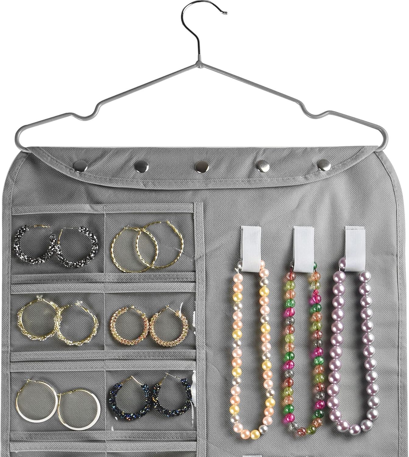BB Brotrade Hanging Jewelry Organizer,Accessories Organizer,56 Pocket Organizer for Holding Jewelries (Grey-56 Pockets)