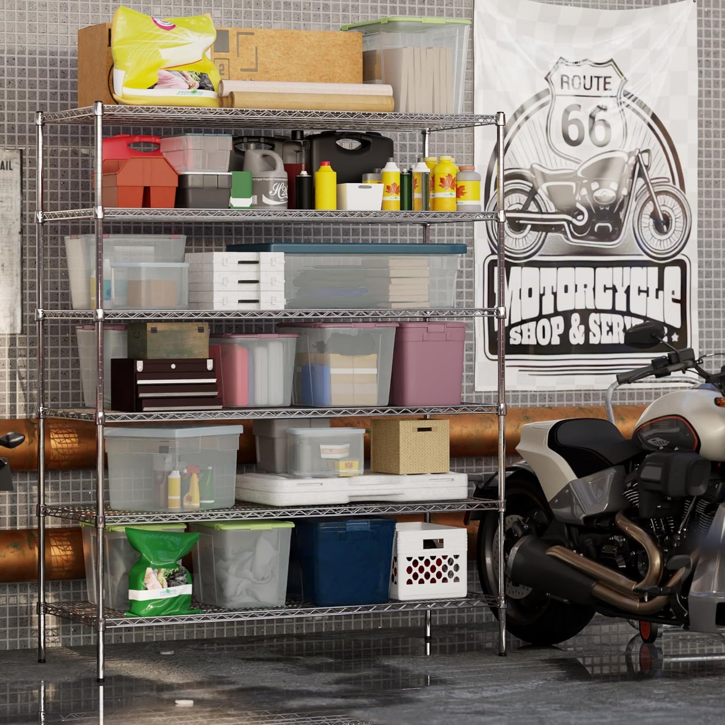 24" Deep x 60" Wide x 74" Height Wire Shelving Kit | 6-Tier | NSF Commercial Storage Rack Unit