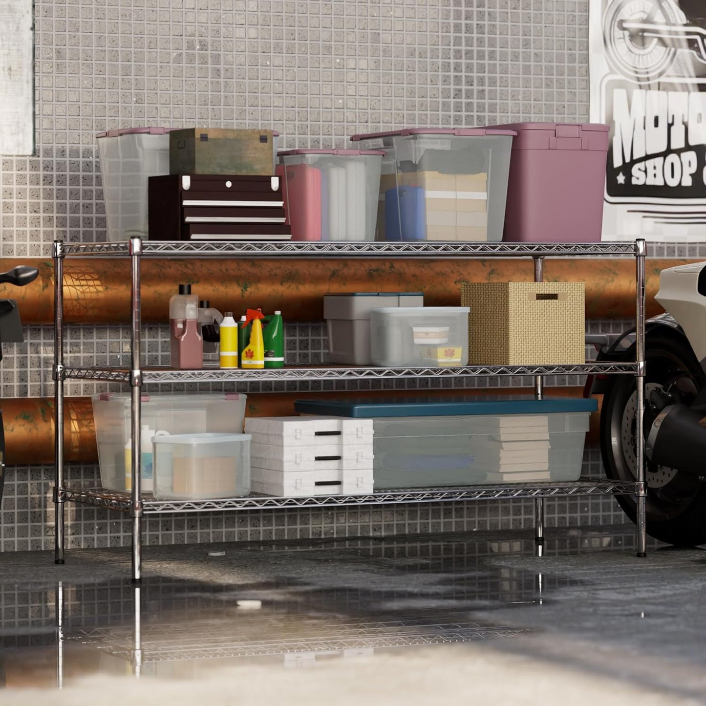 24" Deep x 60" Wide x 34" Height Wire Shelving Kit | 3-Tier | NSF Commercial Storage Rack Unit