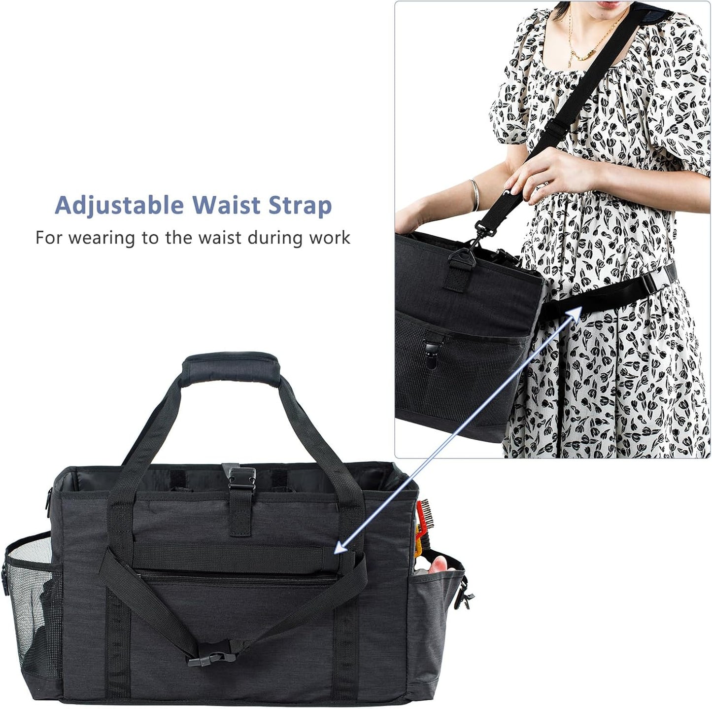 XL Professional Cleaning Caddy for Cleaning Suppliers, 17" Wearable Cleaing Bag for Housekeepers, Cleaning Organizer, Detailing Bag