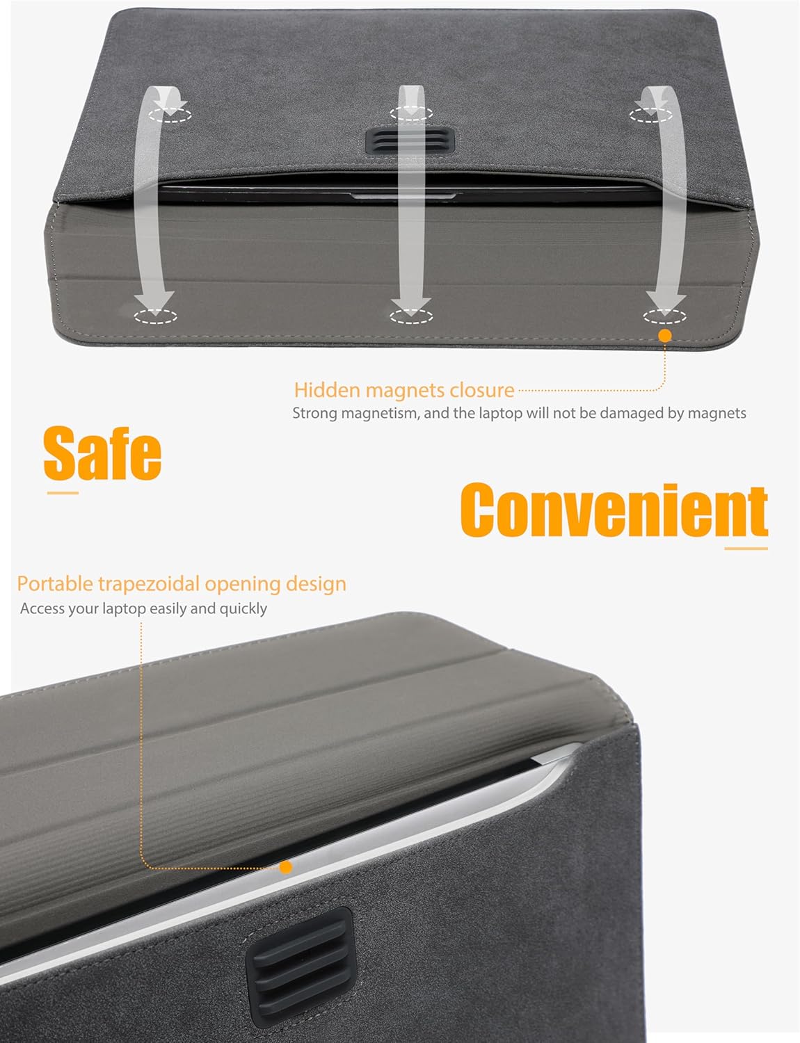 HYZUO 13.3-14 Inch Laptop Sleeve Case Bag with Adjustable Stand for MacBook Pro 14 M5/M4/M3/M2/M1 Pro/Max 2026-2021, MacBook Air/Pro 13.3, 13.8-13.5 Surface Laptop, with Pouch, Space Gray