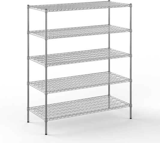 24" Deep x 54" Wide x 64" Height Wire Shelving Kit | 5-Tier | NSF Commercial Storage Rack Unit