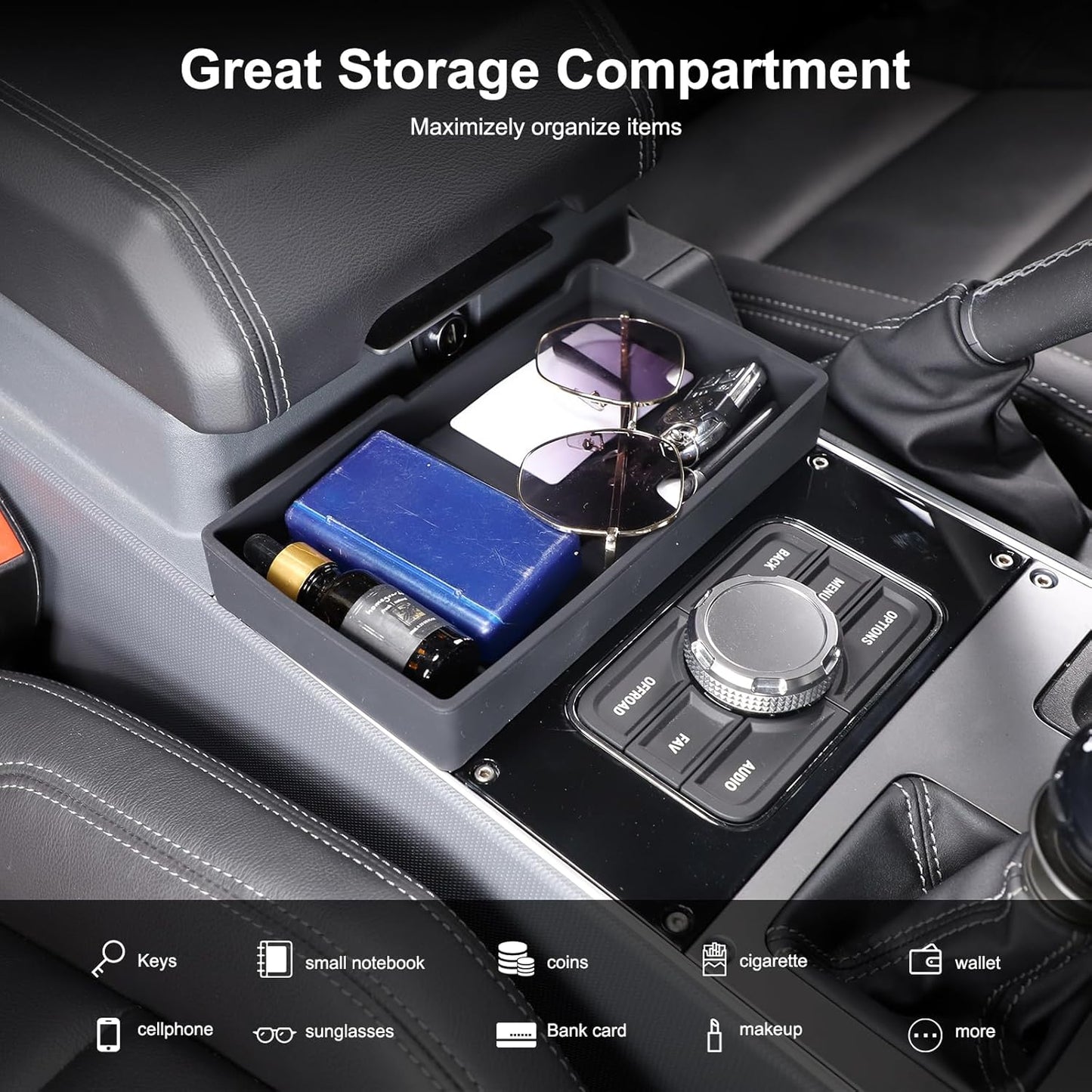Center Console Organizer Compatible with INEOS Grenadier 2020-2024, Armrest Box Front Storage Box ABS Material Insert Tray Accessories