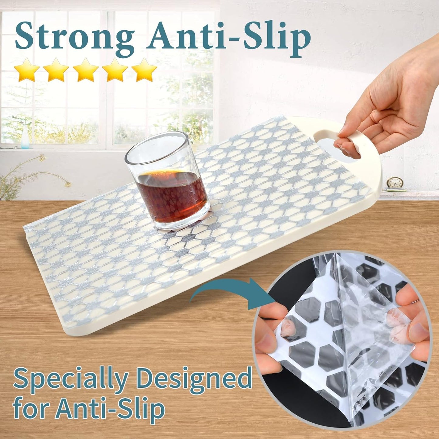 Drawer and Shelf Liner for Kitchen Cabinet: 12 in X 20 Ft Non Slip Waterproof Shelf Paper Non Adhesive Refrigerator Liners Silver Square Easy Liners for Bathroom with Knife Tape Measure