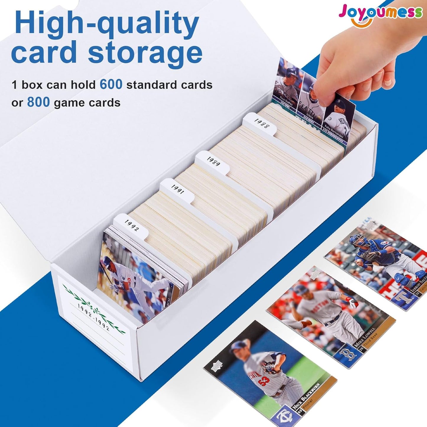 Trading Card Storage Box, Cardboard Storage Boxes with Dividers for Baseball, Sports, Game, Playing Card Collection Organizer, pack of 3