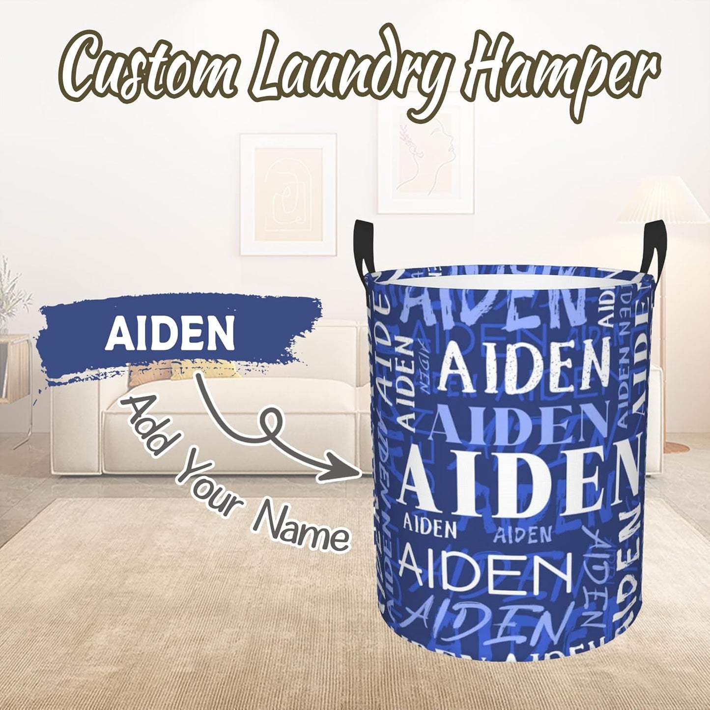 Custom Name Laundry Hamper, Personalized Laundry Baskets with Name for Boys Girls Women Men, Customized Collapsible Dirty Clothes Hamper Easy Storage Gifts for Bedroom Bathroom Living Room