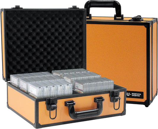 Graded Card Storage Box; Durable Sports, PSA Card Storage Case- Trading Card Storage Box - PSA Slab Case For Top Loaders (ORANGE, 16.5x13.3x6.9 inches)