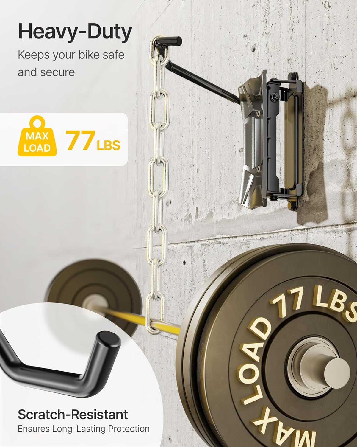 monTEK Bike Wall Mount for 4.5" Tire Width, Swivel Bike Wall Hanger Holds Up to 77lbs, Space-Saving Bike Rack Garage, Heavy Duty Bike Storage for Bedroom Home Office, 3 Pack