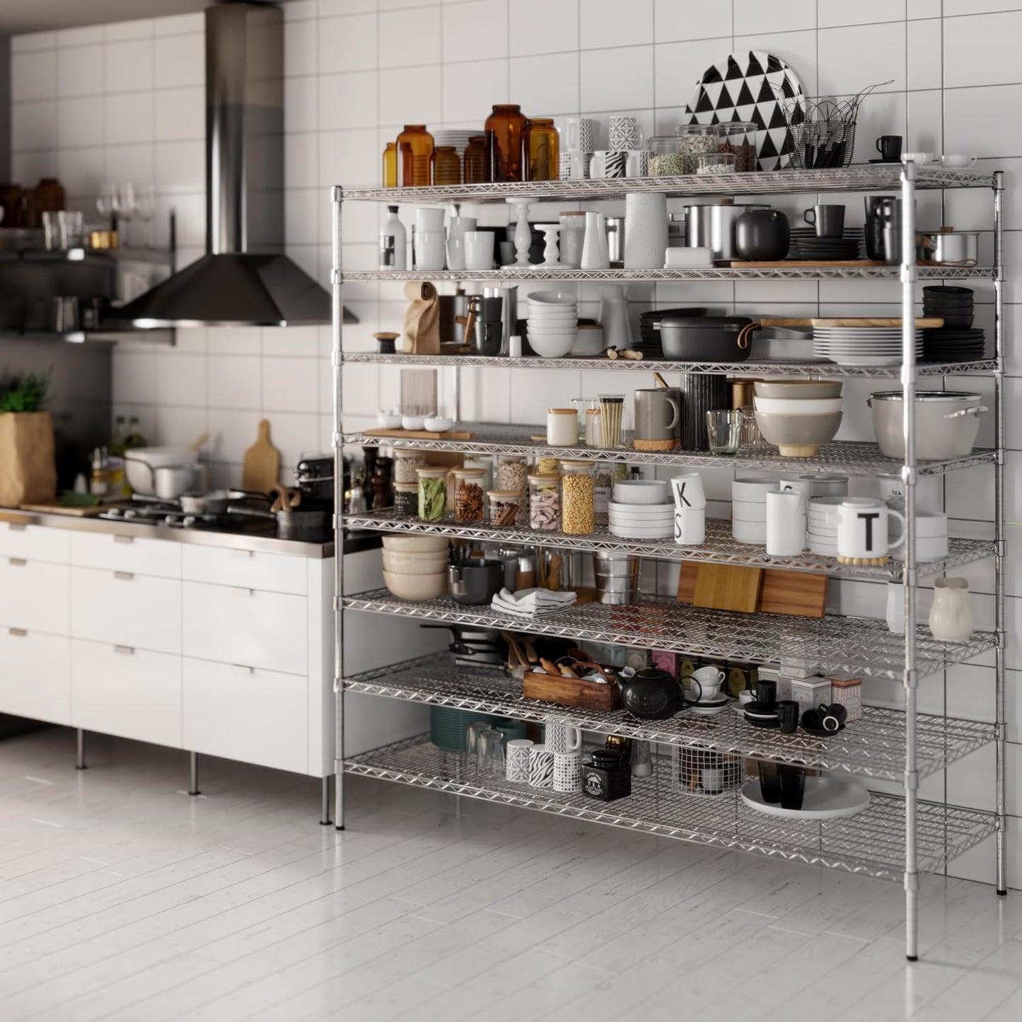 24" Deep x 72" Wide x 74" Height Wire Shelving Kit | 8-Tier | NSF Commercial Storage Rack Unit
