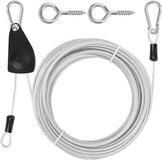 40 FT Clothes Line Outdoors, Anglecai 3/16" Retractable Wire Clothes Ropes PVC Coating Laundry Clothesline with Retractor for Outdoors Camping