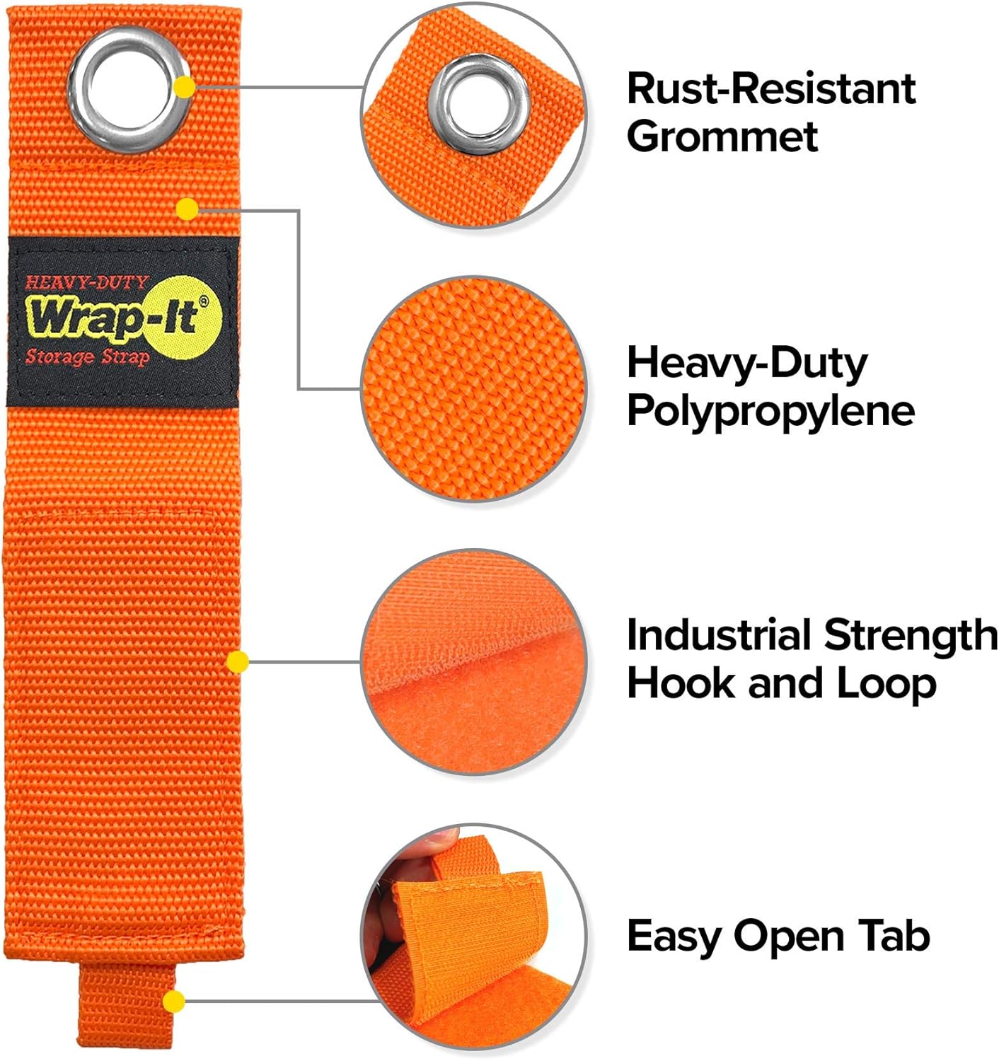 Heavy-Duty Wrap-It Storage Straps - 10-inch (6-Pack) Blaze Orange - Garage Organizer and Electric Cord Holder for Garage Essentials