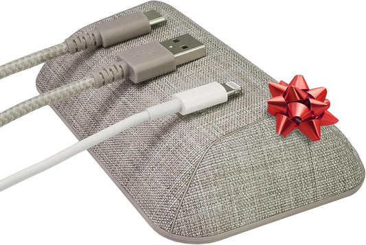 Smartish® Magnetic Cord Holder - Bigger Cable Wrangler Stocking Stuffer Organizer with Magnet Clips for Charger Management on Desktop, Nightstand - Holds 6+ Cables - Lightly Toasted Beige