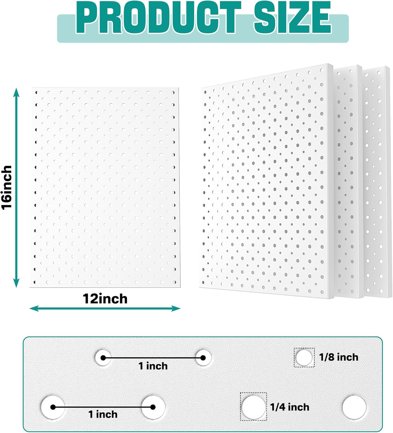 EVERHANGER Metal Pegboard Panels, Heavy Duty Pegboard Wall Organizer, Garage Wall Panels, Tool Storage Organization, 12"X16", 4pcs, White