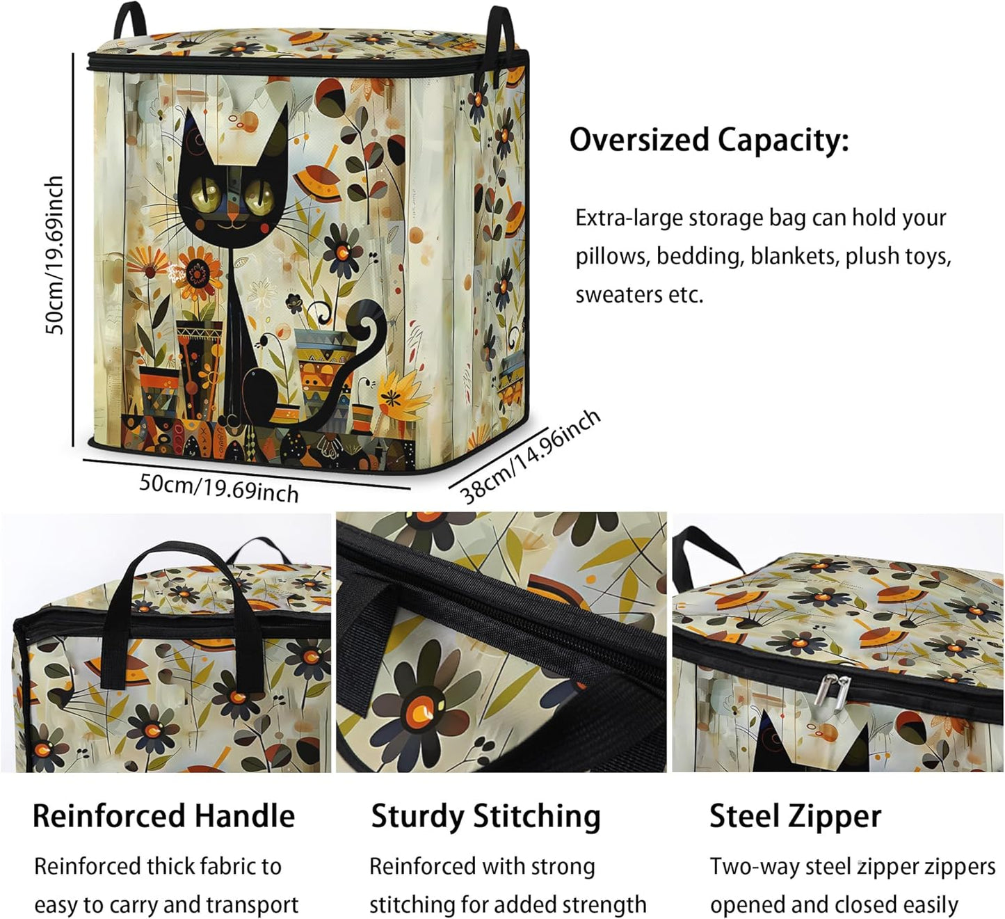 king comforter storage bag,clothes,blanket,bedding,pillow quilt organizer for closet,fabric moving bags with portable handles and zipper 95L(2pack)