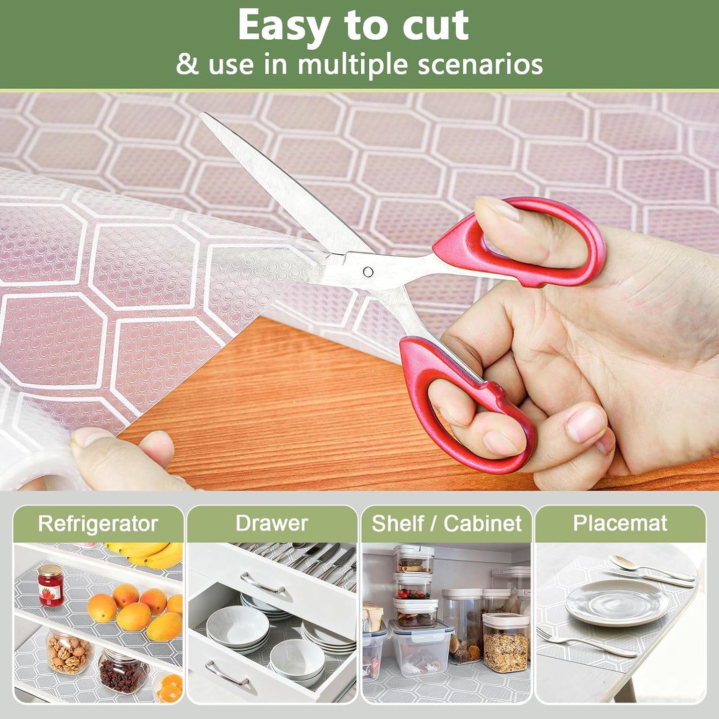 Shelf Liner, Refragerator Drawer Liners for Kitchen Cabinets, Waterproof Bathroom Sink Mat No Slip Cupboard Liners Non Adhesive Fridge Liner Roll - Clear 17.5"×197"