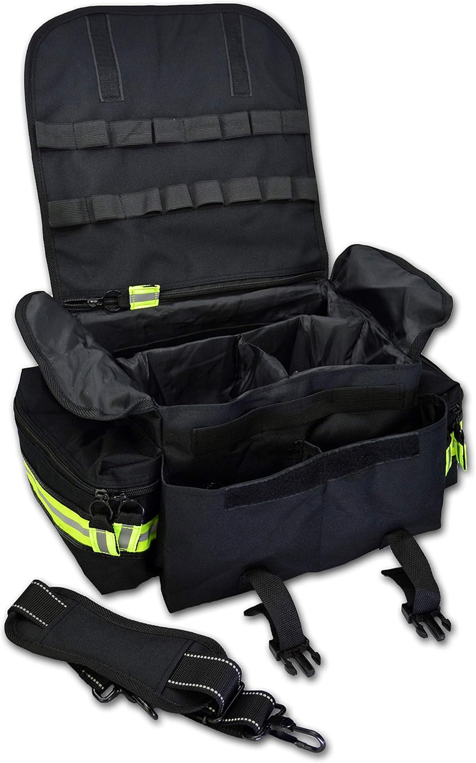 Lightning X Personalized First Responder EMT EMS Trauma Bag w/Stocked First Aid Fill Kit B & Custom Embroidered Name Patch (Black)
