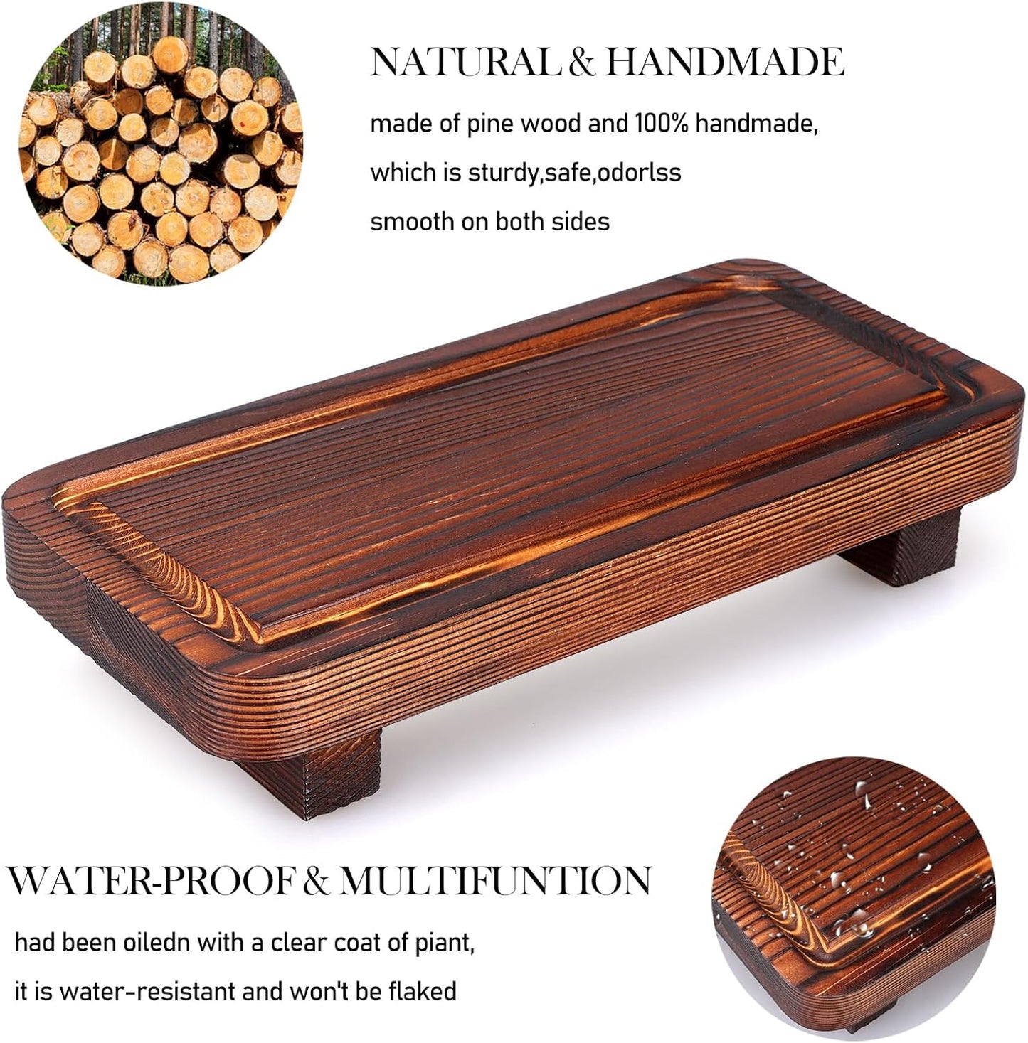 Small Kitchen Sink Soap Tray for Counter Dish Soap Dispenser Holder Wooden Pedestal Stand for Bathroom Counter Decor Farmhouse Wood Risers Display Stands Kitchen Accessories Countertop Vanity Tray