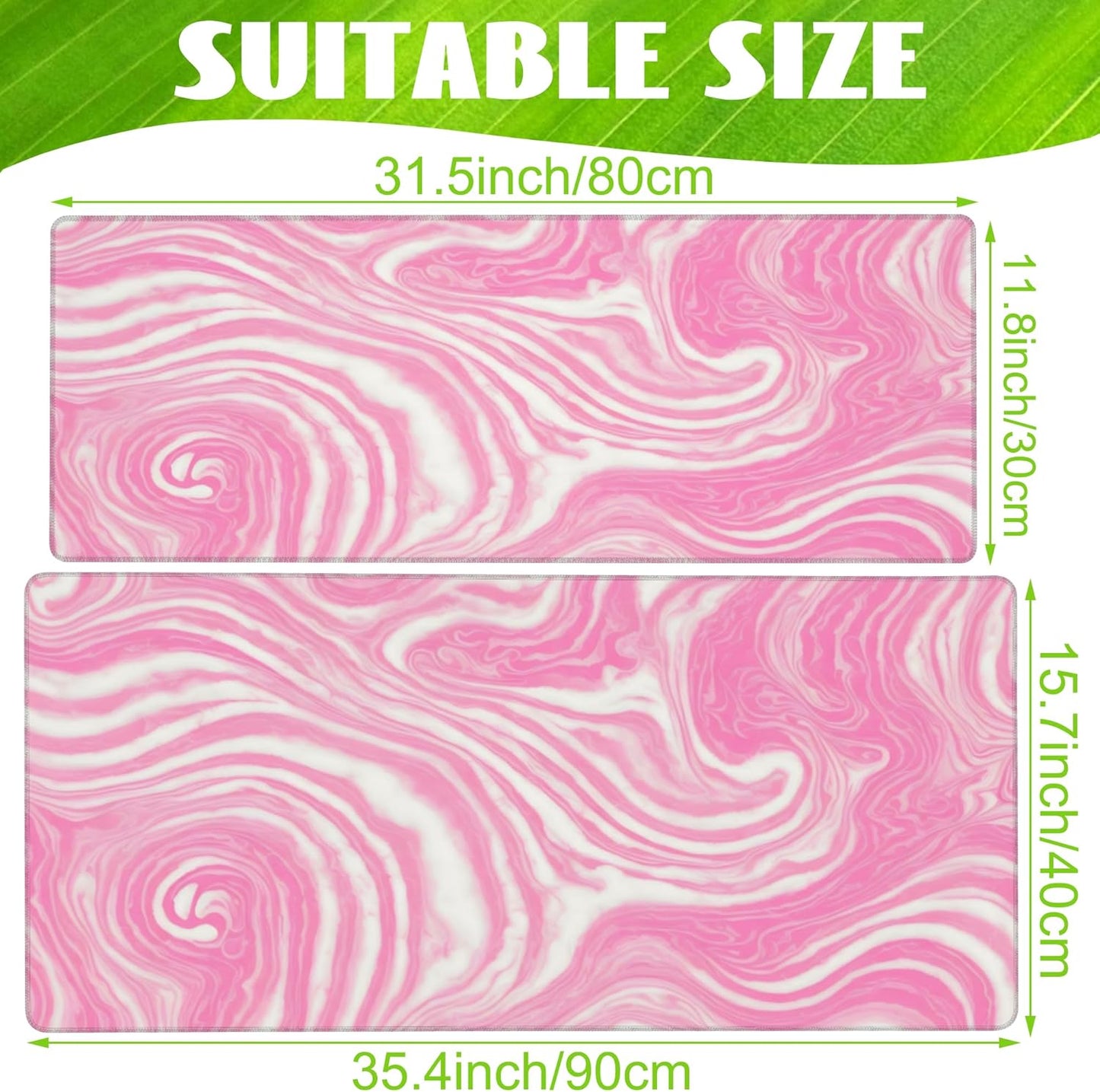 Desk Pad,Pink Marble Swirls Texture Desk Mat,Flow Liquid Waves Large Gaming Mouse Pad for Desk,Extended Big Computer Keyboard Mouse Pad with Non-Slip Base and Stitched Edge,35.4"x15.7"