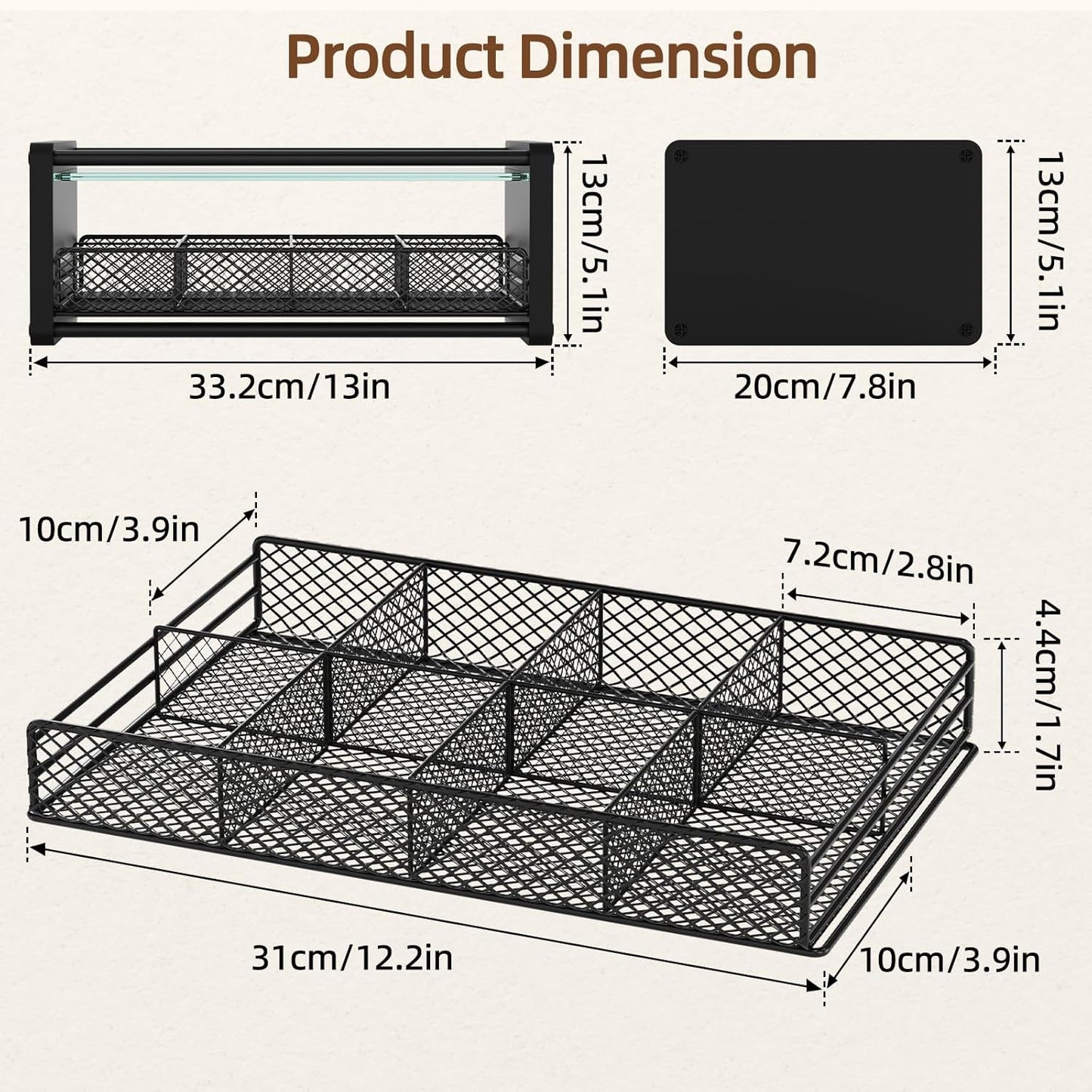 Tea Bag Organizer, Tea Organizer and Storage with Drawers, Divided Compartments Storage, Wooden Kitchen Organizers and Storage for Kitchen, Countertop, Office, Tea Station