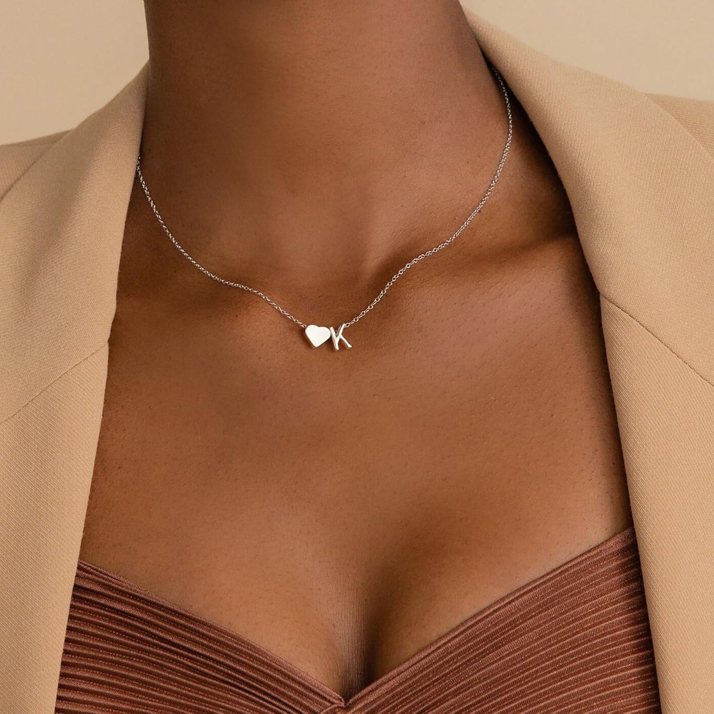 Turandoss Christmas Gifts for Grandkids - Dainty 18K Gold Plated Tiny Heart Initial A-Z Letter Pendant Necklace Stocking Stuffers for Teen Girls Jewelry